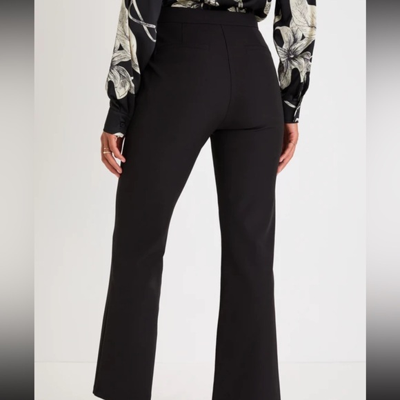 NWT Lulus Posh Excellence Black High Rise Straight Cropped Trouser Pants -Medium - Picture 3 of 4